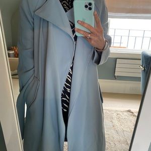 Long baby blue Kendall and Kylie belted trench XS